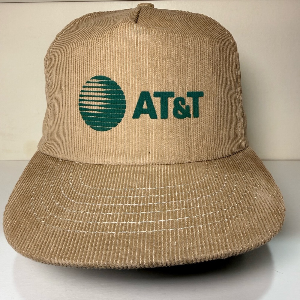 Vintage 1980’s  AT&T Corduroy ￼truckers Hat call before you dig made in the USA